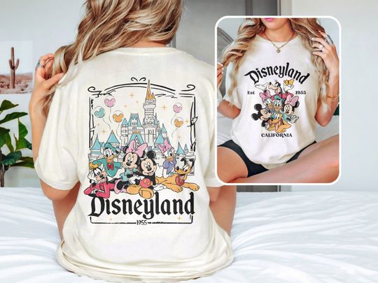 Retro Disneyland California, Disneyland Est 1955 Vacation Mickey And Friends Double Sided T-Shirt