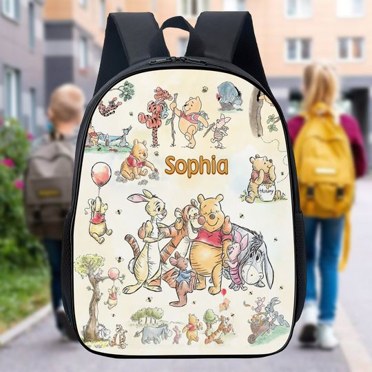 Personalized Watercolor School Bag, Bear and Friends Backpack