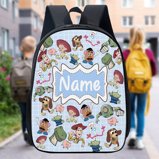 Personalized Toy Movie Backpack, Toy Characters School Bag, Cartoon Movie Gift For Kids