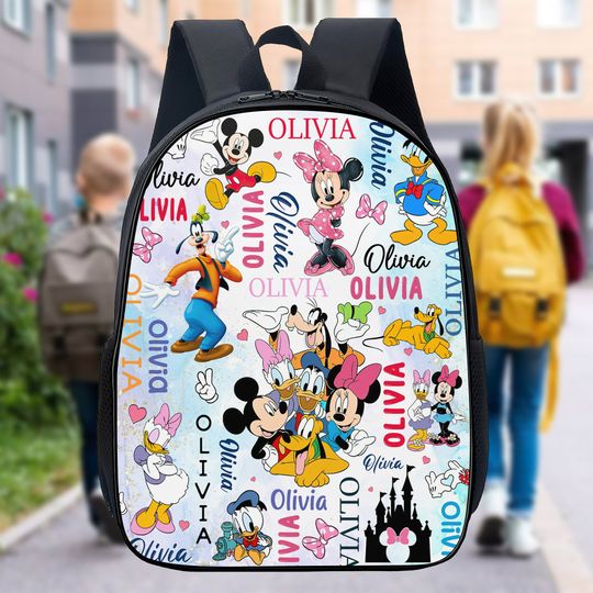 Personalized Watercolor Mouse and Friends Backpack, Magic Castle School Bag