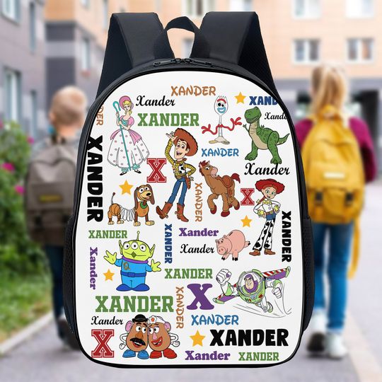 Personalized Toy Movie Backpack, Characters School Bag, Cartoon Movie School Bag Gift
