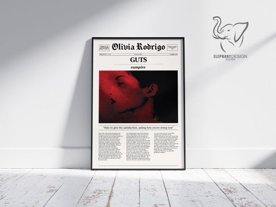 vampire Poster | Olivia Rodrigo Poster | GUTS Album Poster | Newspaper Poster | Retro Poster | Music Poster | Lyric Poster
