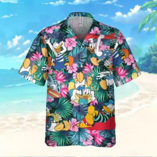 Funny Donald Duck Tropical Hibiscus Flowers Summer Vibes Hawaiian Shirt