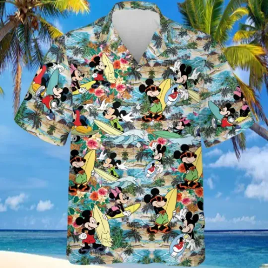 Mickey Hawaiian Shirt Hawaii Aloha Fashion Style Summer Beach Couple EB0315116