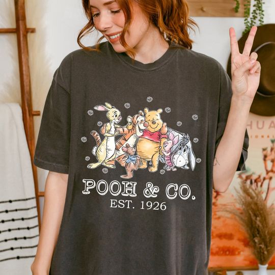 Vintage Pooh and Friends Floral Shirt, Disney Pooh and Co Est 1926