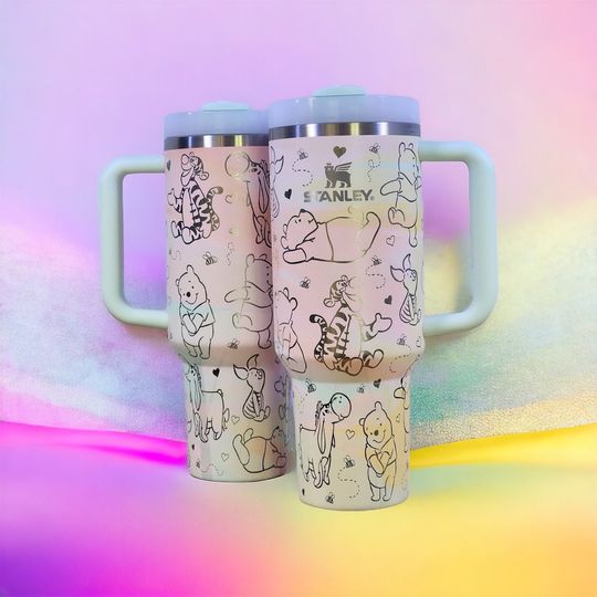 Winnie the Pooh Engraved Stanley Tumbler | 40 oz Quencher | Vintage and Classic Pooh Bear Design