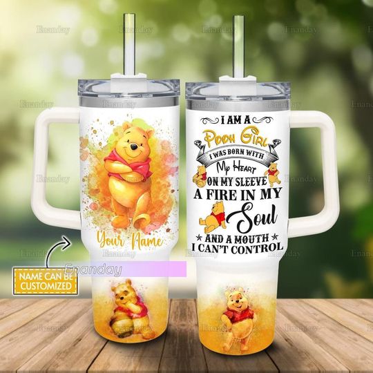 Pooh 40oz Tumbler, Personalized Tumbler, I Am A Pooh Girl Tumbler, Pooh Bear Tumbler, Winnie The Pooh Tumbler