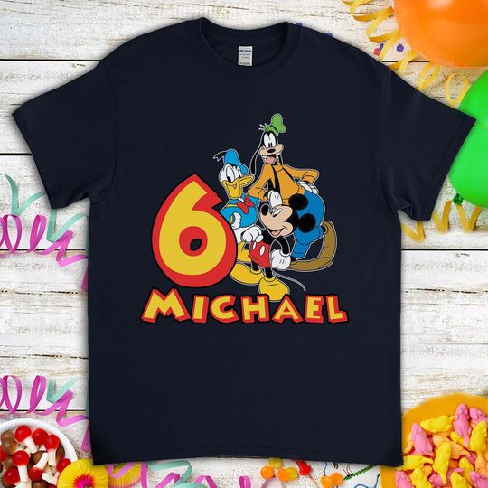 Goofy Mickey Mouse Donald Duck Personalized Birthday Gift Tshirt For Son Daughter, Custom Name Family T-shirt