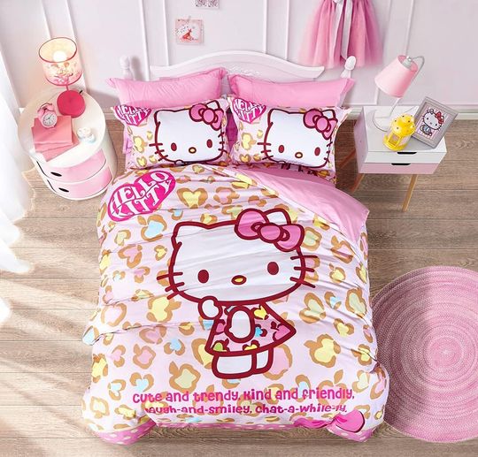 Bedding Set Girls Hello Kitty Pink
