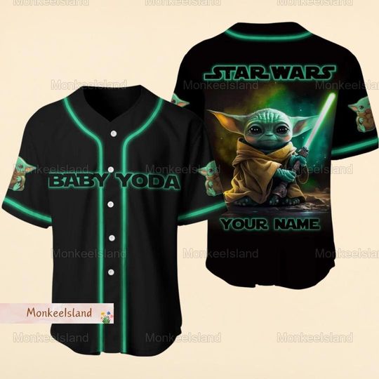 Custom Baby Yoda Baseball Jersey, Star Wars Yoda Jersey Shirt