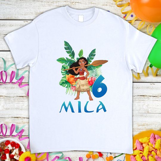 Disney Moana Personalized Birthday Gift Tshirt, Island Girl Custom Name Family Birthday T-shirt