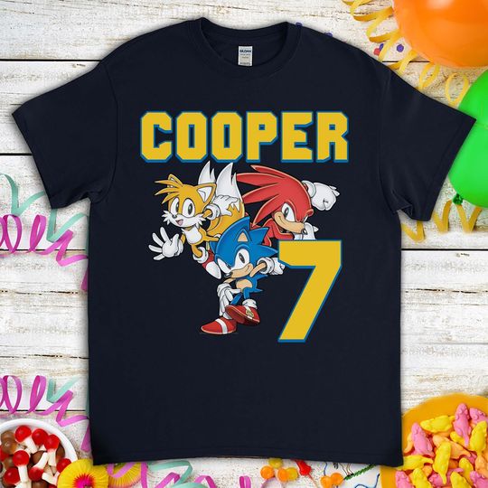 Sonic the Hedgehog Birthday Gift For Gamer Son Daughter, Funny Custom Name Birthday T-Shirt