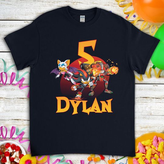 Sonic the Hedgehog Team Dark Birthday Gift For Son Daughter, Funny Custom Name T-Shirt
