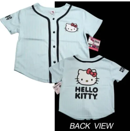 Sanrio Hello Kitty Logo PinStripe Baseball Girl Jersey