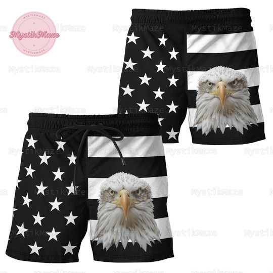 Eagle American Flag Short, Eagle Shorts Men, American Flag Mens Shorts