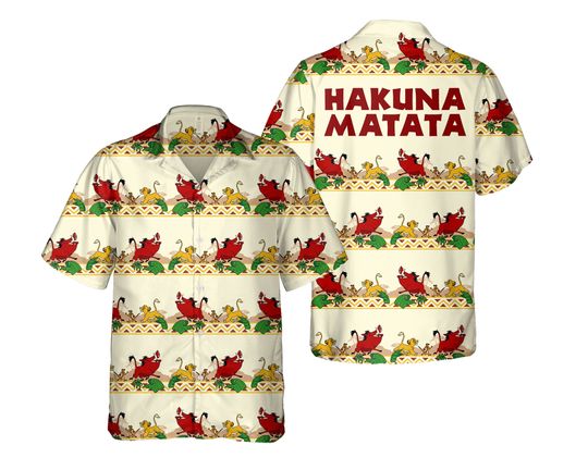 Simba Timon And Pumbaa Hakuna Matata Hawaiian Shirt, The Lion King Disney Hawaii Shirt
