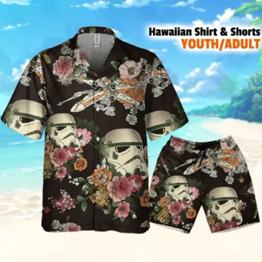 Star Wars Flower Stormtrooper Pattern Hawaiian Shirt Tropical Summer Aloha Disney