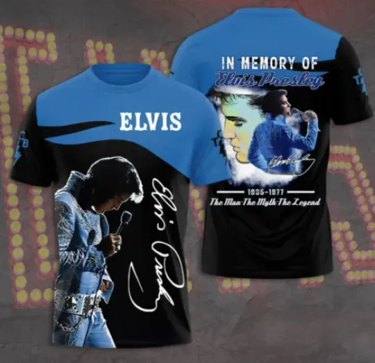Elvis Presley 3D Printed T-Shirt, The King of Rock