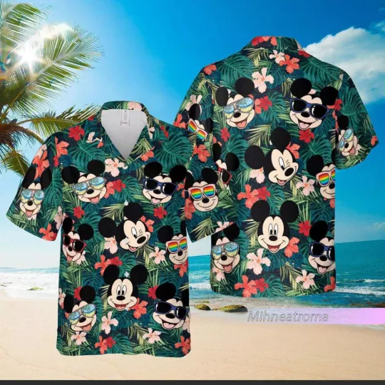 Mickey Hawaiian Shirt, Disney Mickey Beach Shirt