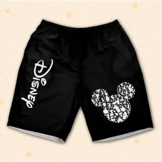 Personalize Disney Logo Mickey Mouse Black Shorts JS Custom 3D Shorts Sports