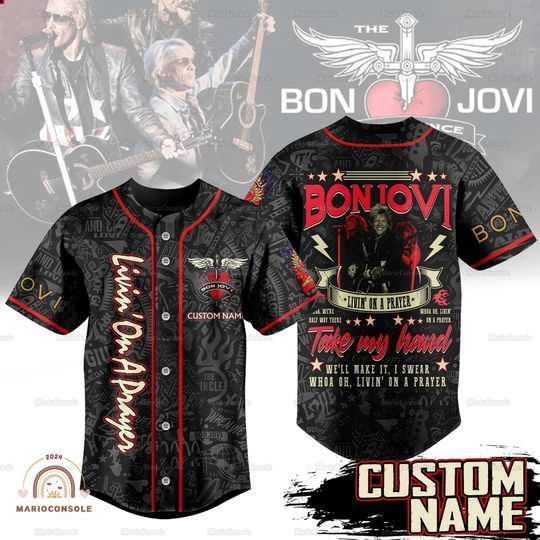 Bon Jovi Jersey Shirt, Bon Jovi Baseball Jersey, Bon Jovi Merch Shirt, Custom Name Shirt, Bon Jovi Concert Shirt