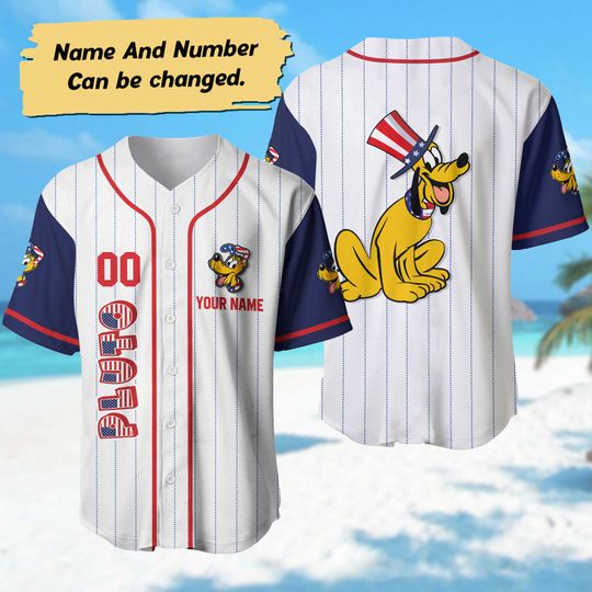 Pluto Dog July Day Baseball Jersey, Independence Day