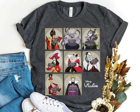 Disney Villains Mugshot Squad Ursula Evil Queen Cruella Shirt, Magic Kingdom Unisex T-shirt