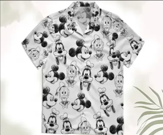 Disney Mickey And Friends Sketch Art 3D Hawaii Shirt