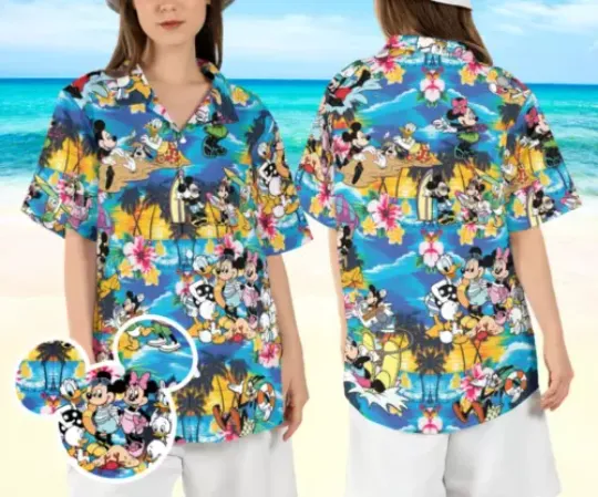 Mickey and Friends Beach Disneyland 3D HAWAII SHIRT