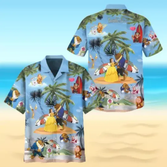 Disney Beauty & The Beast 3D Printed Hawaiian Shirt