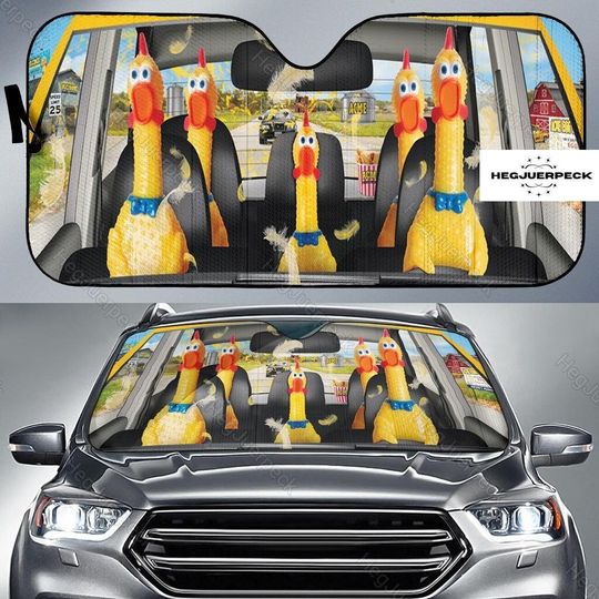 Funny Chicken Car Sun Shade, Chicken Auto Sunshade, Chicken Car Windshield