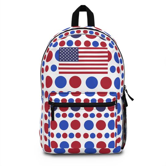 Polka dot USA flag backpack