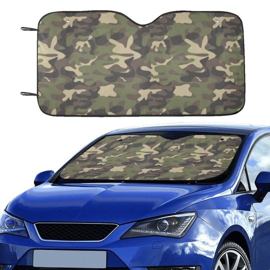 Camo Windshield Sun Shade, Green Army Camouflage Car Accessories