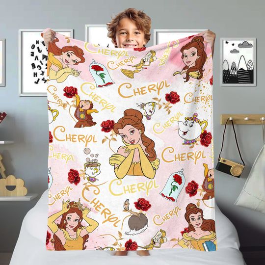 Personalized Princess Blanket, Custom Name Baby Girl Blanket