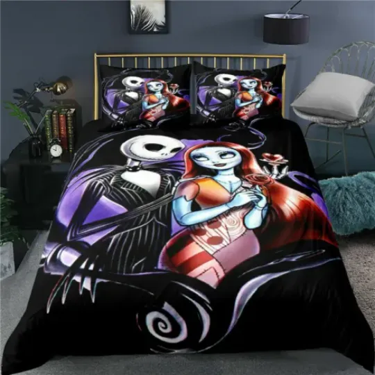 Jack And Sally Couple Love The Nightmare Before Christmas Bedding Set