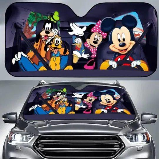 Mickey Minnie Donald Goofy Pluto Best Friends Disney Car Sun Shade
