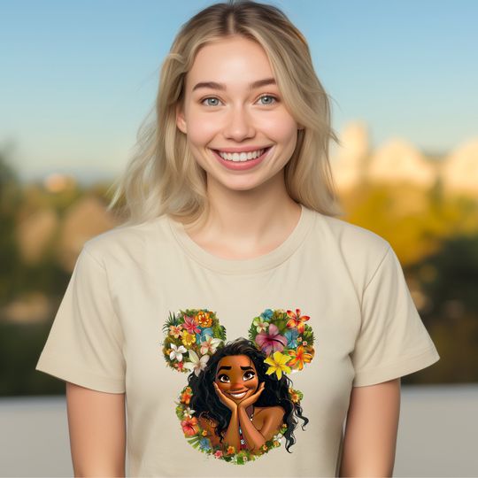 Princess Moana Flower Mousehead Shirt, Cute Moana Shirt, Disneyland Shirt