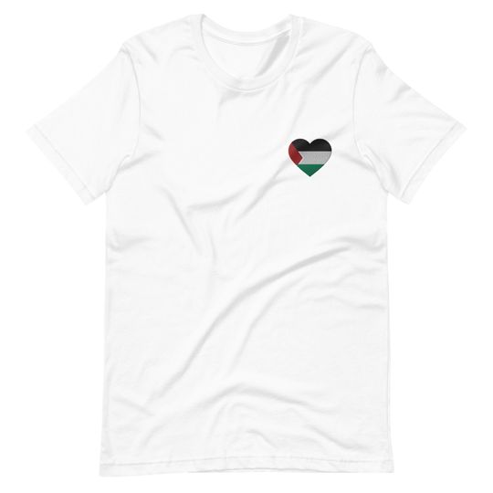 Palestine Heart T-shirt, Embroidered, Unisex t-shirt