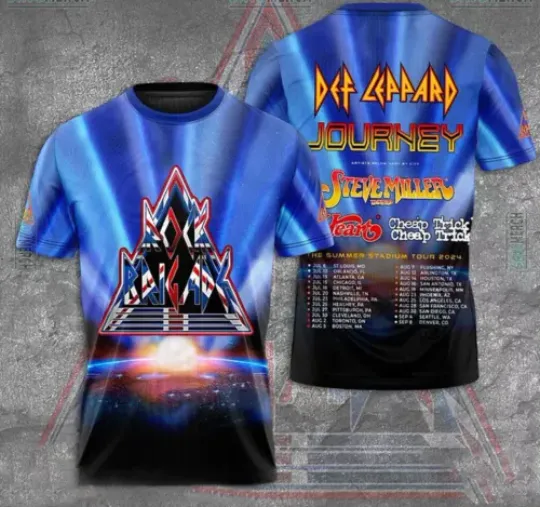 Def Leppard And Journey Summer Stadium Tour 2024 3D AOP T-shirts