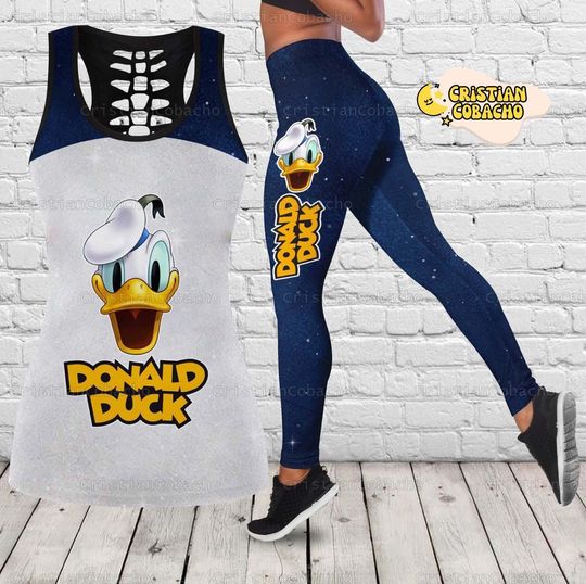 Donald Duck Leggings & Hollow Tank Top, Donald Tank Top For Women