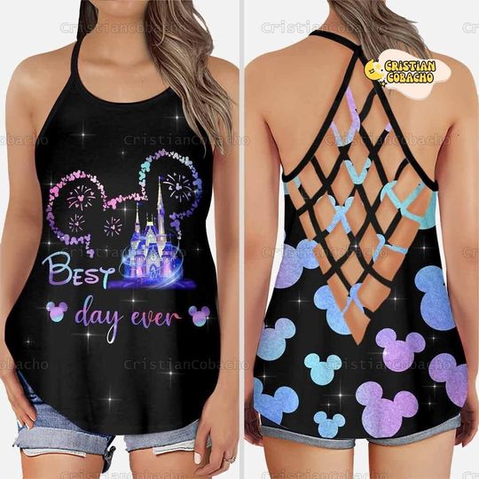 Mickey Mouse Cross Tank Top, Mickey Best Day Ever Workout Tank, Disney Family