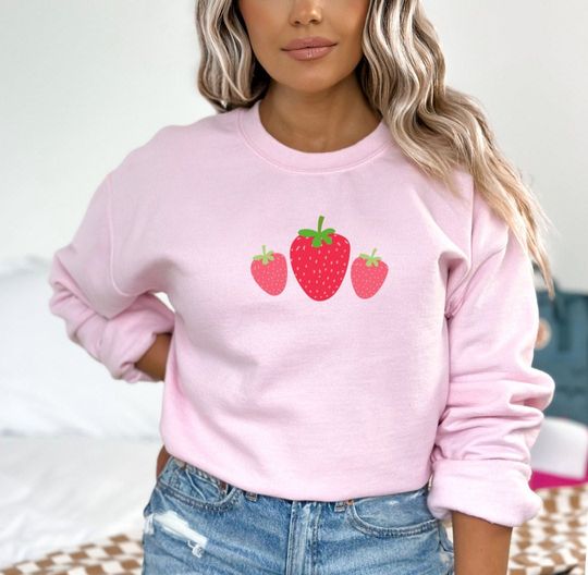 Strawberry Sweatshirt, Berry Cute Crewneck, Strawberries