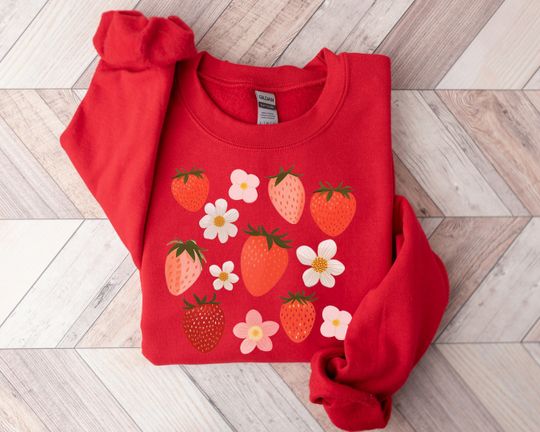 Strawberry Sweatshirt, Cottagecore Clothing, Strawberries Shirt