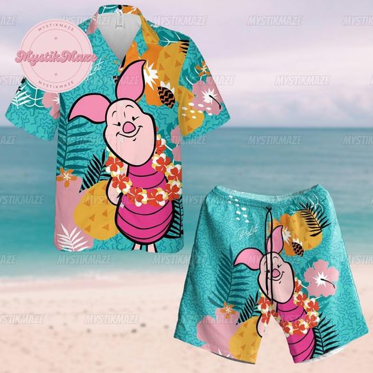 Pig Hawaiian Shirt, Pig Swim Short, Pig  Button Shirt, Pig Summer Shirt