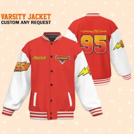 Personalize Mcqueen Rust-eze 95 Red Baseball Jacket, Matching Baseball Team