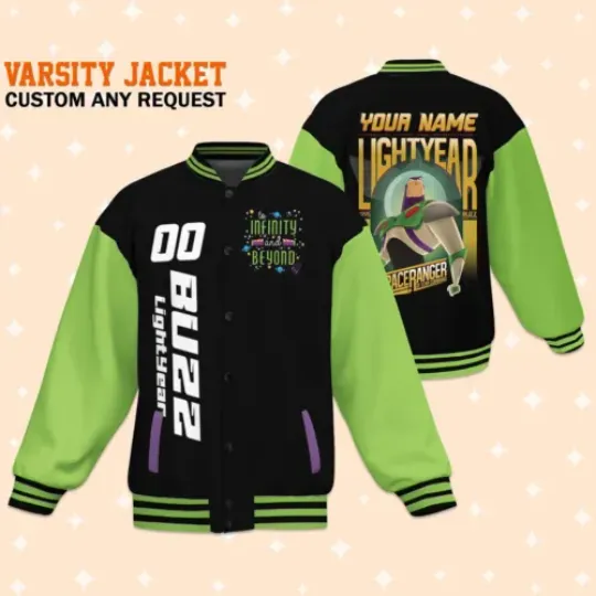 Custom Toy Story Buzz Lightyear Ranger Baseball Jacket, Adult Varsity Jacket