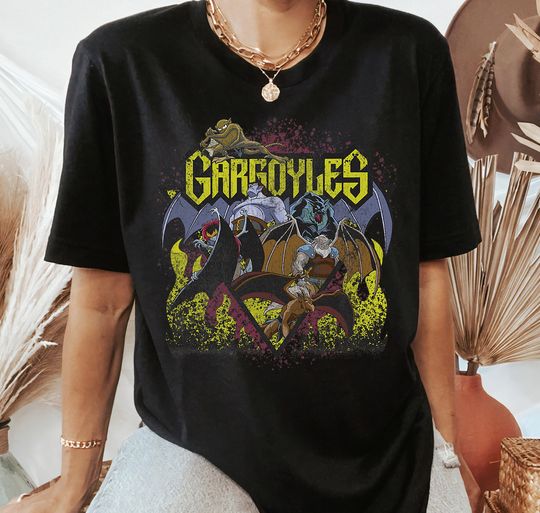 Disney Gargoyles Retro Rock And Roll T-Shirt, Gargoyles Poster T-Shirt