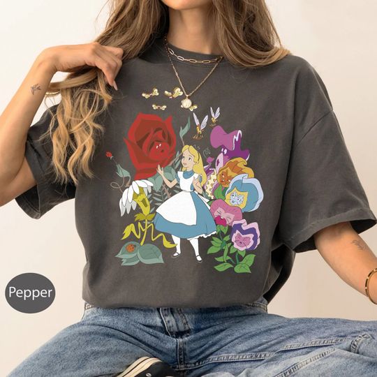 Disney Alice In Wonderland Alice In The Flowers T-Shirt, Disneyland Family Matching Shirt