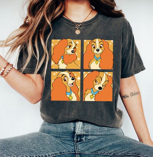 Disney Lady and The Tramp Cute Lady Portrait Boxes Shirt, Disney Lady Shirt, Disneyland Trip Gift