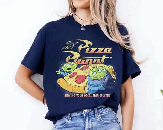 Disney Pixar Toy Story Aliens & Pizza Planet T-Shirt, Retro Toy Story Disneyland Matching Family Shirt